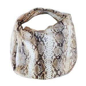 Exotic Leather Florida Python Genuine Snakeskin Slouchy Shoulder Handbag Purse